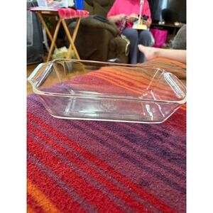Anchor Hocking Glass Loaf Baking Dish Clear Handles 9x5 inch Vintage Kitchenware